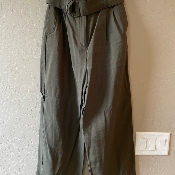 Army Green Belted Trousers w/pockets - Picture 10 of 12